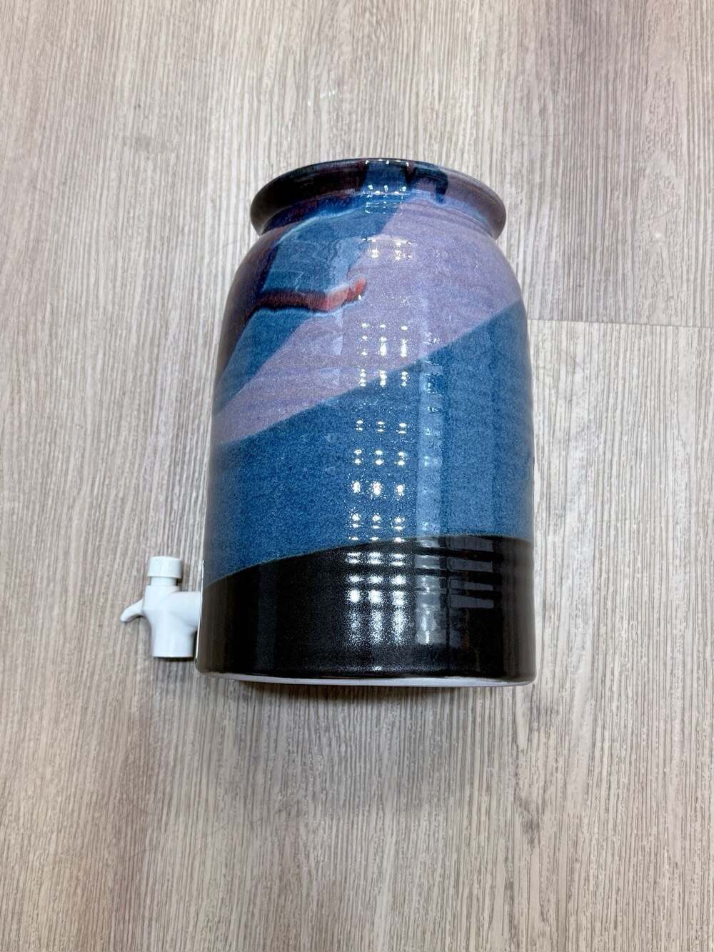 Vintage Hand-Thrown Studio Pottery Beverage Dispenser with Drip Glaze